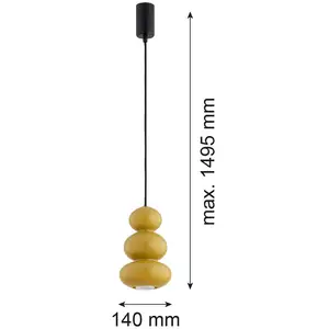 Argon Suspension Oman, jaune miel brillant, verre, Ø 14 cm pas cher