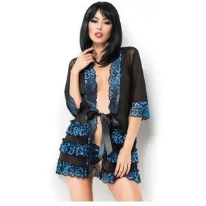 Chemise de Nuit Élégante en Tulle et Dentelle CHILIROSE CR 3837 - S/M