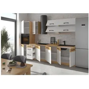 Cstore ROCK - Cuisine complète - Mélaminé chêne Lancelot et Blanc brillant - ... pas cher