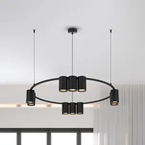Eko-Light Suspension Genesis, aluminium, noir, 10 x GU10, Ø 60 cm pas cher