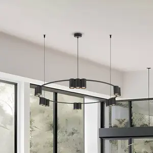 Eko-Light Suspension Genesis, aluminium, noir, 15 x GU10, Ø 100 cm