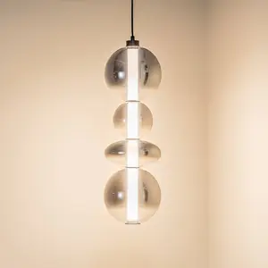 Comparateur de prix : Eko-Light Suspension LED Daphne, verre gris-transparent, hauteur 62 cm