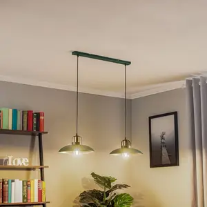 Comparateur de prix : Eko-Light Suspension Felix, verte/dorée, à 2 lampes