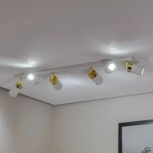 Eko-Light Spot pour plafond Joker, blanc/doré, à 6 lampes pas cher