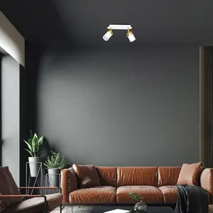 Eko-Light Spot pour plafond Joker, blanc/doré, à 2 lampes pas cher
