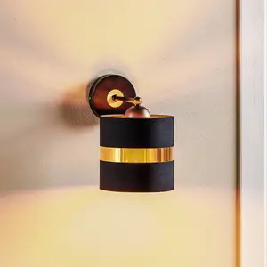 Comparateur de prix : Eko-Light Applique Palmira avec abat-jour en tissu noir/doré