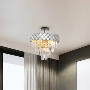 Comparateur de prix : Eko-Light Plafonnier Carisma métal chromé cristaux de verre Ø 50 cm