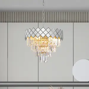 Eko-Light Suspension Carisma métal chromé cristaux de verre, Ø 50 cm pas cher