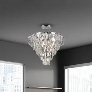 Eko-Light Plafonnier Chelsea métal chromé cristaux de verre Ø 50 cmVendu parluminaire