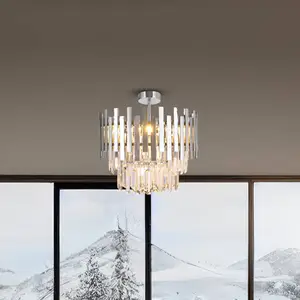 Comparateur de prix : Eko-Light Plafonnier Aspen Métal chromé, cristaux de verre, Ø 45 cm