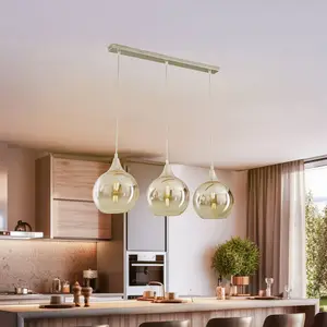 Eko-Light Suspension Monte, à 3 lampes, poutre, argentée pas cher