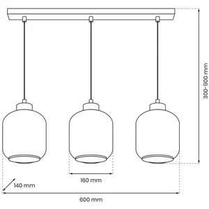 Eko-Light Suspension Sombra, ambrée, à 3 lampes, longue pas cher