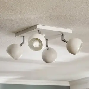 Comparateur de prix : SOLLUX LIGHTING Plafonnier à spots Flame carré blanc à 4 lampes