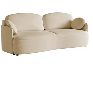 SELSEY Canapé convertible 3 places - RAVIOLO - en bouclette beige clair pas cher