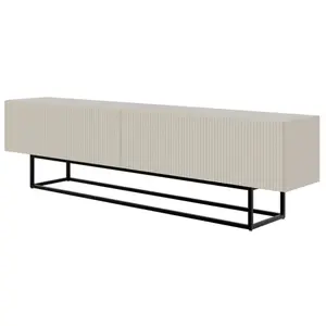 Comparateur de prix : SELSEY Meuble TV sur pieds noir - VELDIO - 175 cm - gr ge