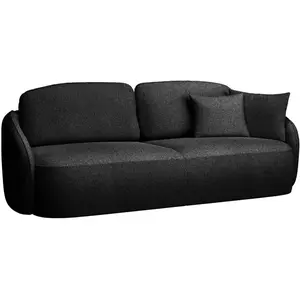 SELSEY Canapé convertible trois places - SAVOY - en tissu chenille noir