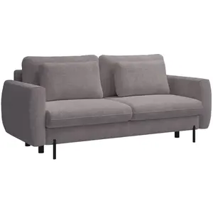 SELSEY Canapé convertible 3 places - RANE- en tissu chenille grège imperméable pas cher