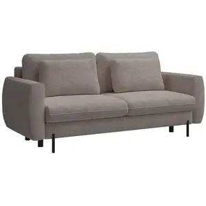 SELSEY Canapé convertible 3 places - RANE- en tissu chenille beige imperméable pas cher