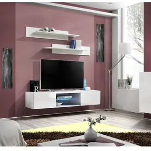 Paris Prix Meuble TV Mural Design "Fly III" 160cm Blanc pas cher