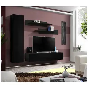 Meuble tv mural design fly i 210cm noir pas cher