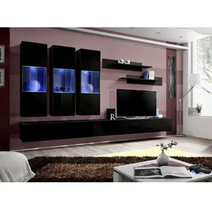 Comparateur de prix : ASM Ensemble Meuble Tv Mural - Fly Ii - 320 Cm X 190 Cm X 40 Cm - Noir
