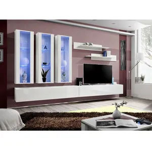 Paris Prix Meuble TV Mural Design "Fly III" 320cm Blanc pas cher