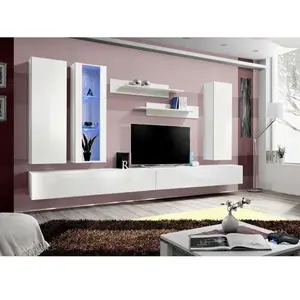 Paris Prix Meuble TV Mural Design "Fly IV" 320cm Blanc pas cher