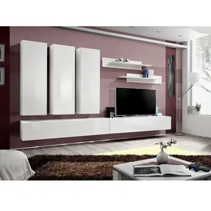 Paris Prix Meuble TV Mural Design "Fly I" 320cm Blanc pas cher