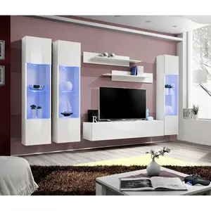 Paris Prix Meuble TV Mural Design "Fly III" 310cm Blanc pas cher