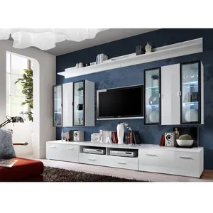 Meuble TV Mural Design "Iceland" 300cm Blanc pas cher