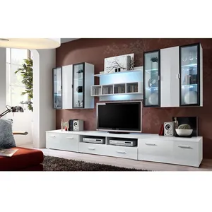 VENETI Ensemble Meuble Tv Mural - Quadro - L 120 Cm - 5 Élements - Blanc pas cher