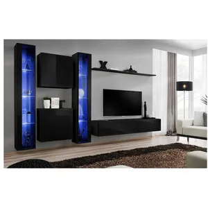 Comparateur de prix : Ensemble Meuble Tv Mural - Switch Xvi - 330 Cm X 180 Cm X 40 Cm - Noir