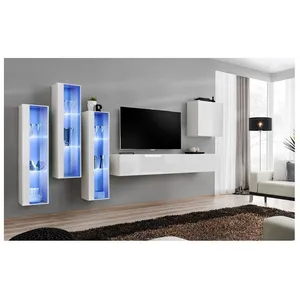 Comparateur de prix : Ensemble Meuble Tv Mural - Switch Xiii - 330 Cm X 160 Cm X 40 Cm - Blanc