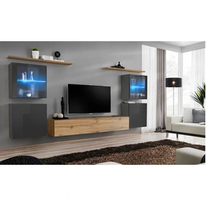 Paris Prix Meuble TV Mural Design "Switch XIV" 320cm Blanc pas cher