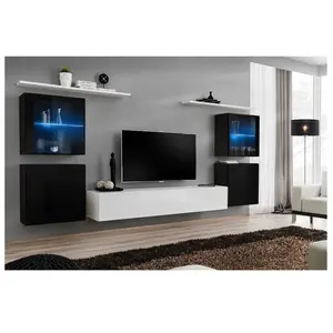 Comparateur de prix : Meuble TV Mural Design "Switch XIV" 320cm Blanc & Noir