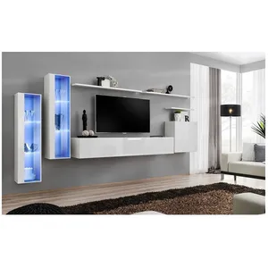Comparateur de prix : Ensemble Meuble Tv Mural - Switch Xi - 330 Cm X 160 Cm X 40 Cm - Blanc