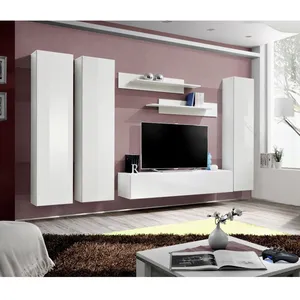 Paris Prix Meuble TV Mural Design "Fly I" 310cm Blanc pas cher
