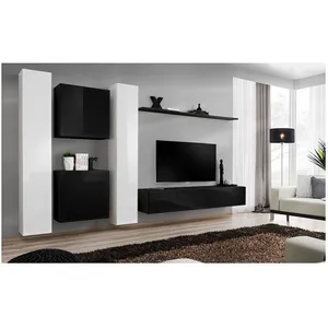 Comparateur de prix : ASM Ensemble Meuble Tv Mural - Switch Vi - 330 Cm X 180 Cm X 40 Cm - Blanc Et Noir