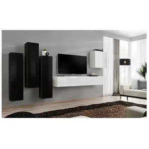 Meuble tv mural design switch iii 330cm noir & blanc pas cher