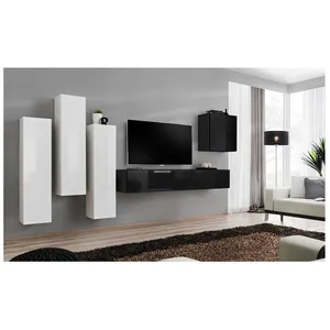 Comparateur de prix : Meuble TV Mural Design "Switch III" 330cm Blanc & Noir