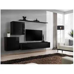 Comparateur de prix : Ensemble meuble TV mural - Switch V - 250 cm x 150 cm x 40 cm - Noir