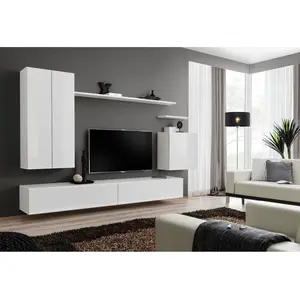 Paris Prix Meuble TV Mural Design "Switch II" 270cm Blanc