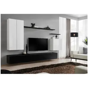Paris Prix Meuble TV Mural Design "Switch II" 270cm Blanc & Noir
