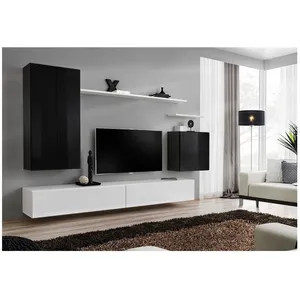 Meuble TV Mural Design "Switch II" 270cm Noir & Blanc