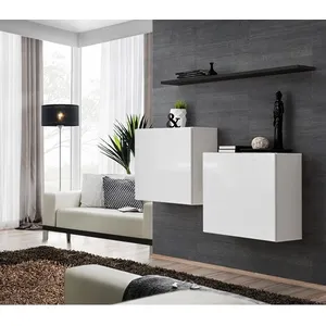 Lot de 2 Blocs & Etagère Switch SBI 130cm Blanc & Noir