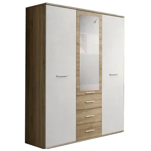 Armoire-penderie - DINO - 135 cm x 191 cm x 55 cm - Chêne et blanc