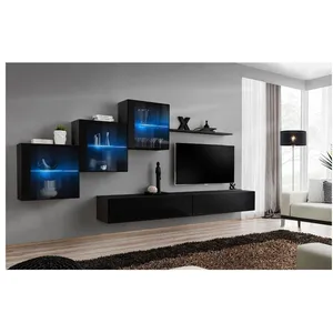 Comparateur de prix : Ensemble meuble TV mural - Switch XX - 330 cm x 160 cm x 40 cm - Noir
