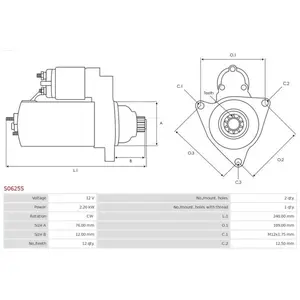 Comparateur de prix : Démarreur / Démarreur Vw, Volkswagen As-Pl S0625s