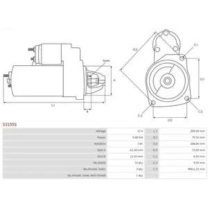 Démarreur, 12 V AS-PL, par ex. pour Lancia, Fiat, Autobianchi