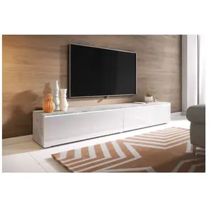 Meuble TV CERIEE 180   béton / blanc brillant pas cher